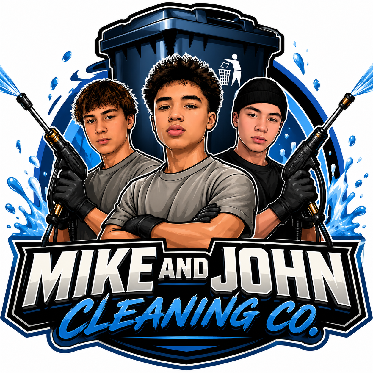 Mike, John, and Finn — Las Vegas teen bin cleaning team